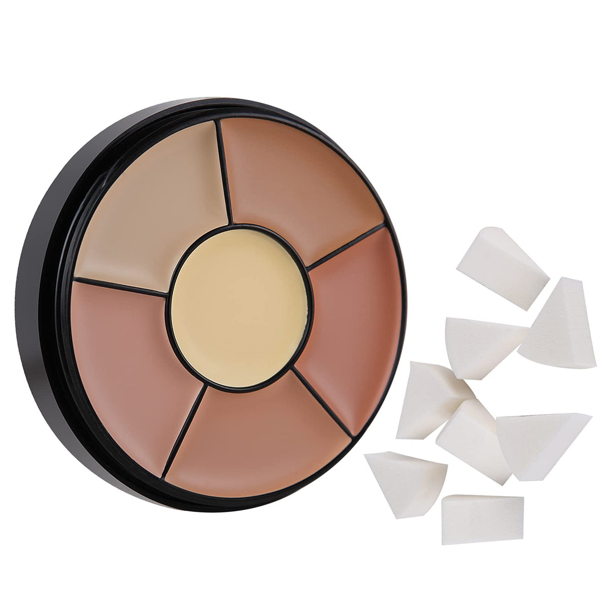 MEICOLY palette front view showing six concealer shades and compact case for versatile coverage