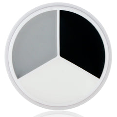 MEICOLY palette front view showing three grayscale pans and applicator for easy selection