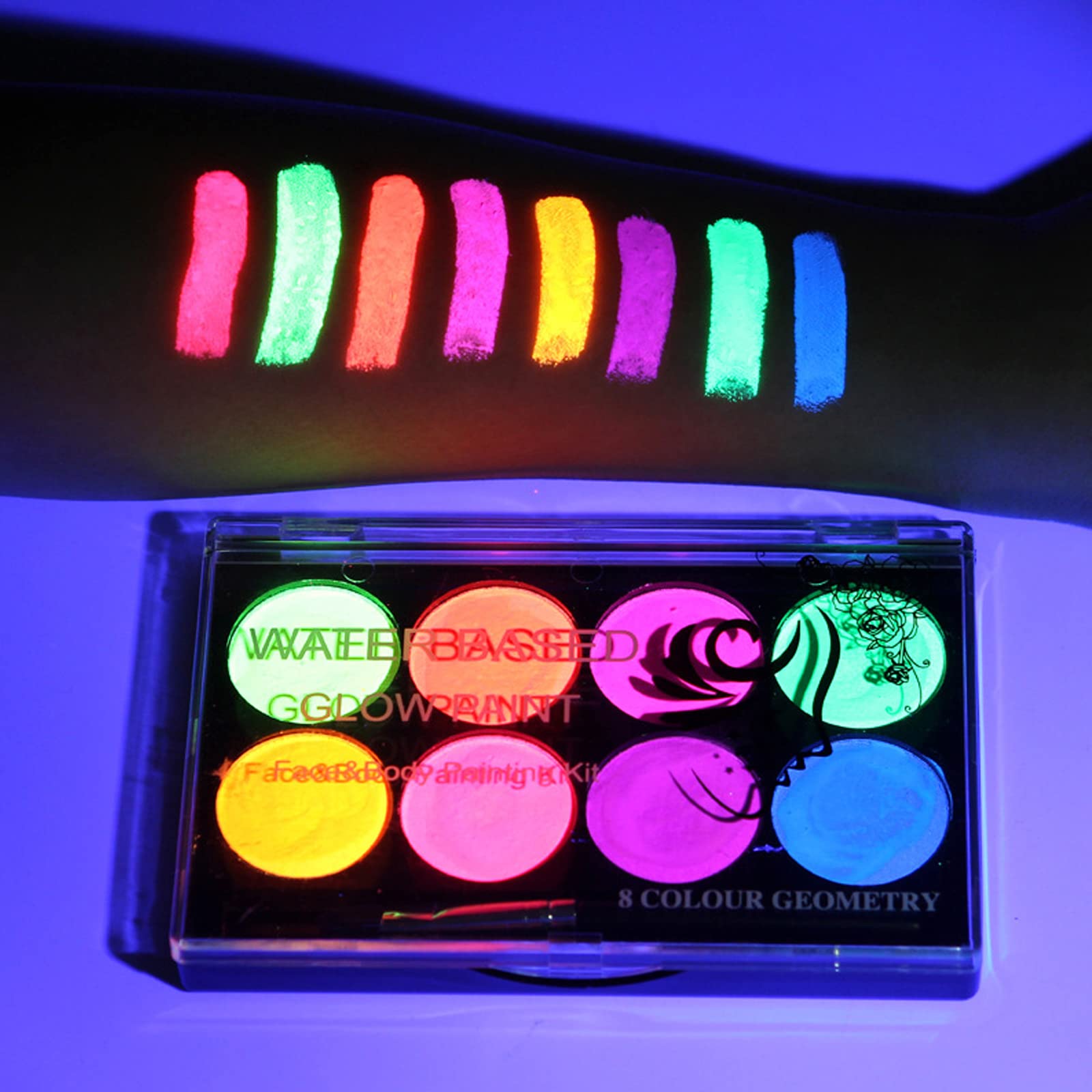MEICOLY palette front view showing eight neon colors for versatile looks