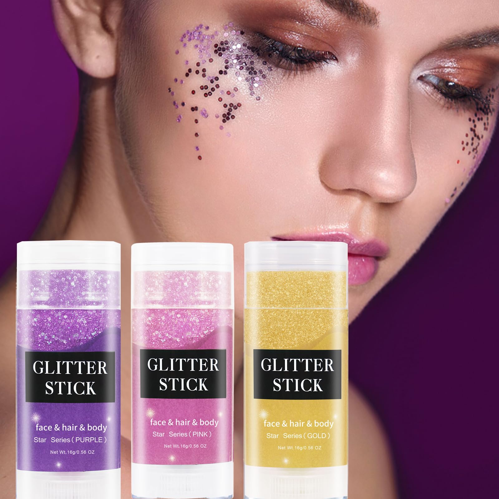 MEICOLY model wearing festival makeup illustrating bold sparkle impact