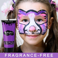 MEICOLY full face purple cosplay look showing dramatic coverage benefit