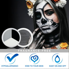 MEICOLY skeleton makeup detail highlighting crisp teeth lines and shaded hollows
