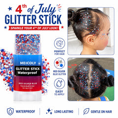 MEICOLY close-up of red white blue star glitter texture offering bold sparkle