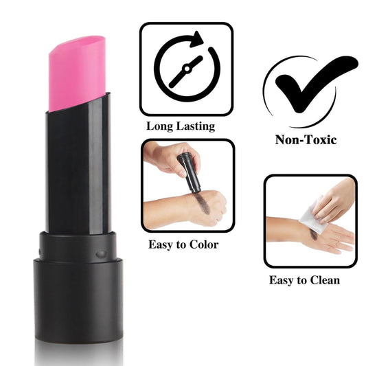 MEICOLY close-up of stick tip highlighting rich pink pigment and smooth glide
