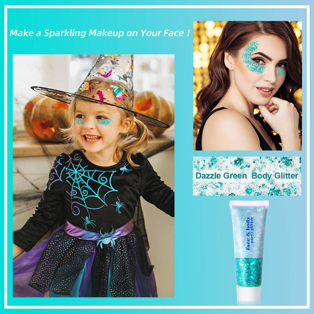 MEICOLY teal gel close-up texture showing chunky holographic flakes, highlights shine