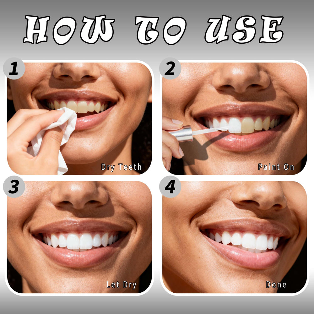 MEICOLY being applied to teeth during makeup application, shows easy brush use