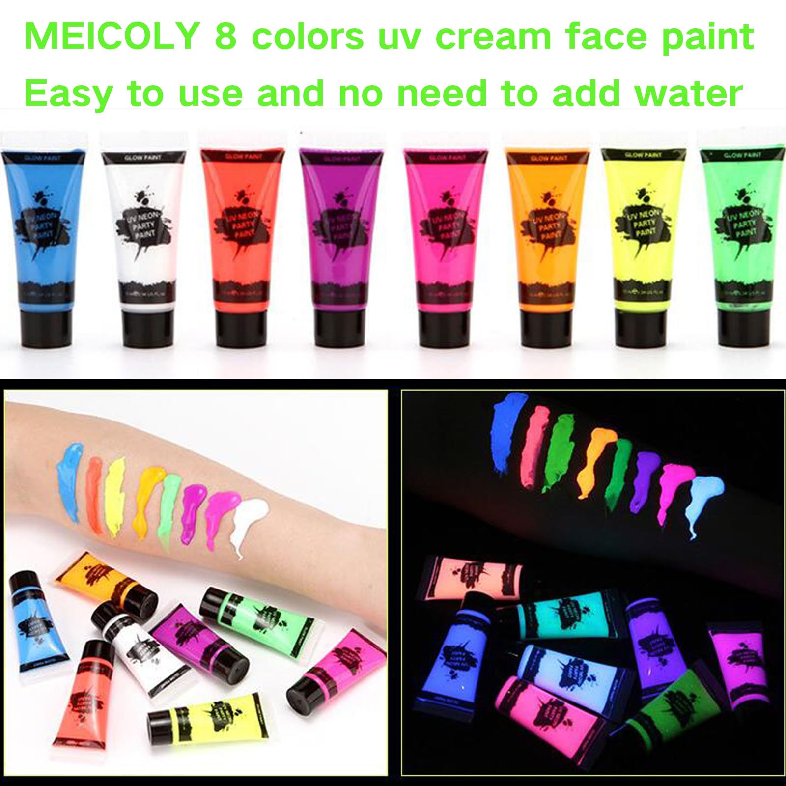 MEICOLY close-up of tube tip and paint texture for smooth application