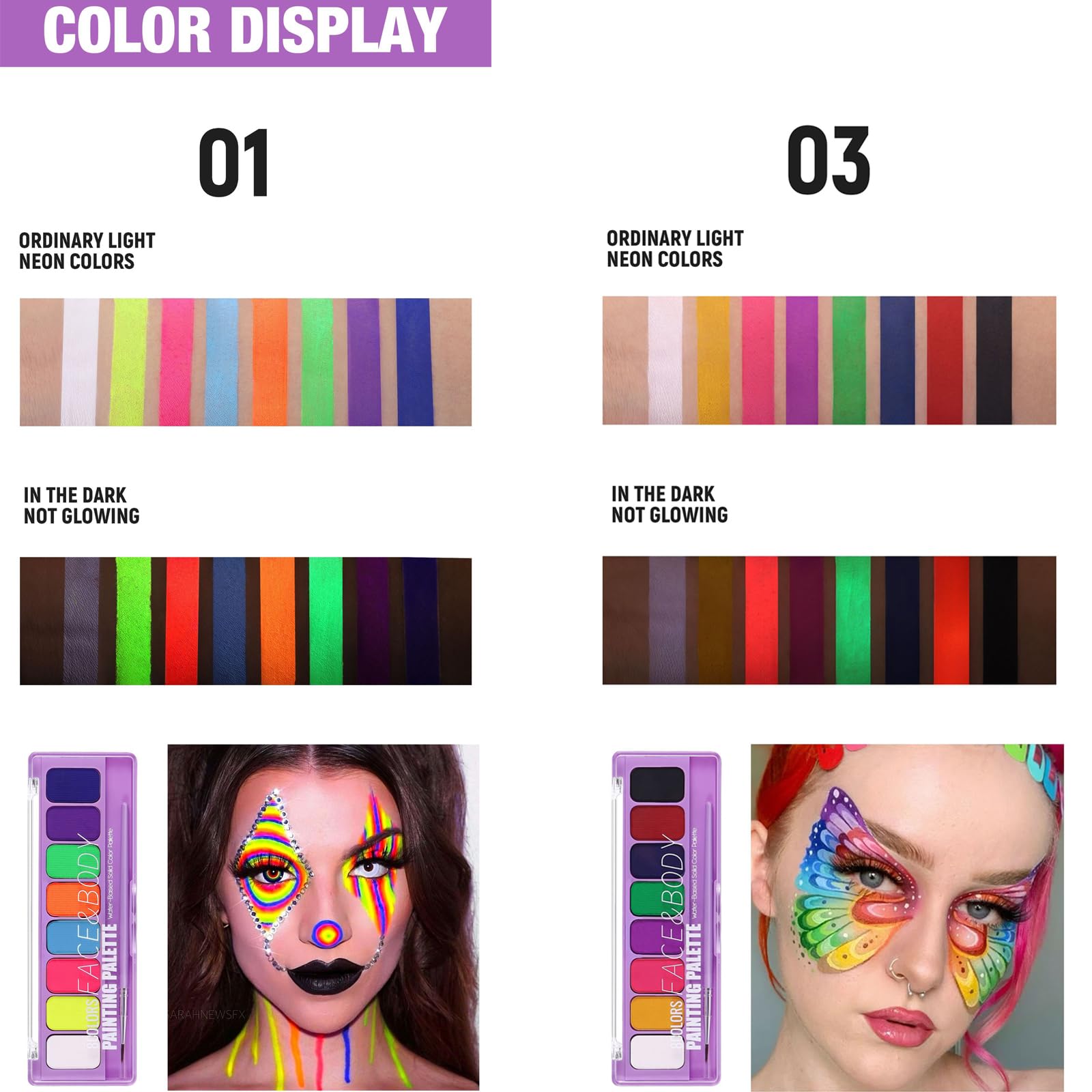 MEICOLY neon shades glowing under blacklight for bold UV-reactive party effects
