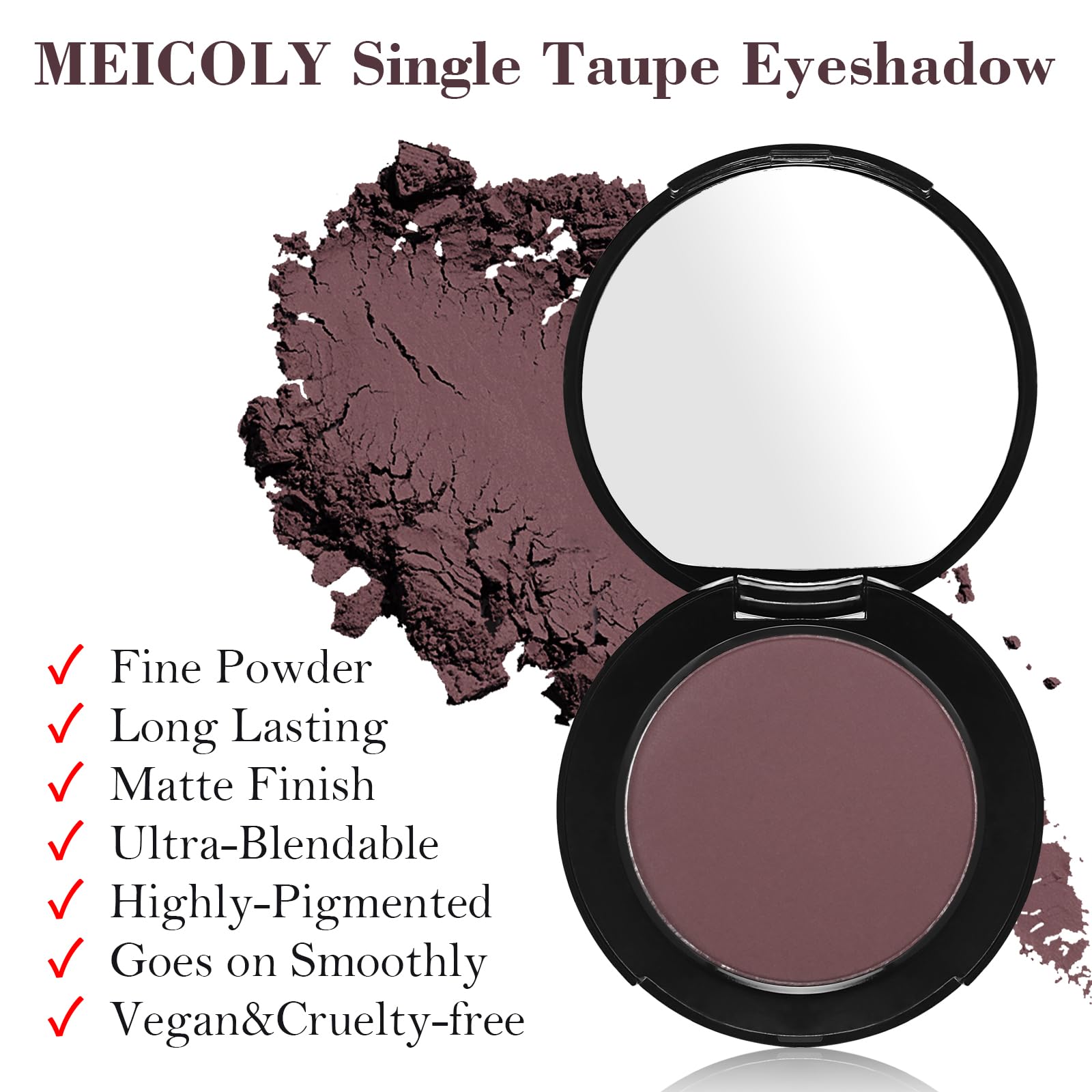 MEICOLY brush applying Velvet Plum on lid showing rich payoff and easy application benefit