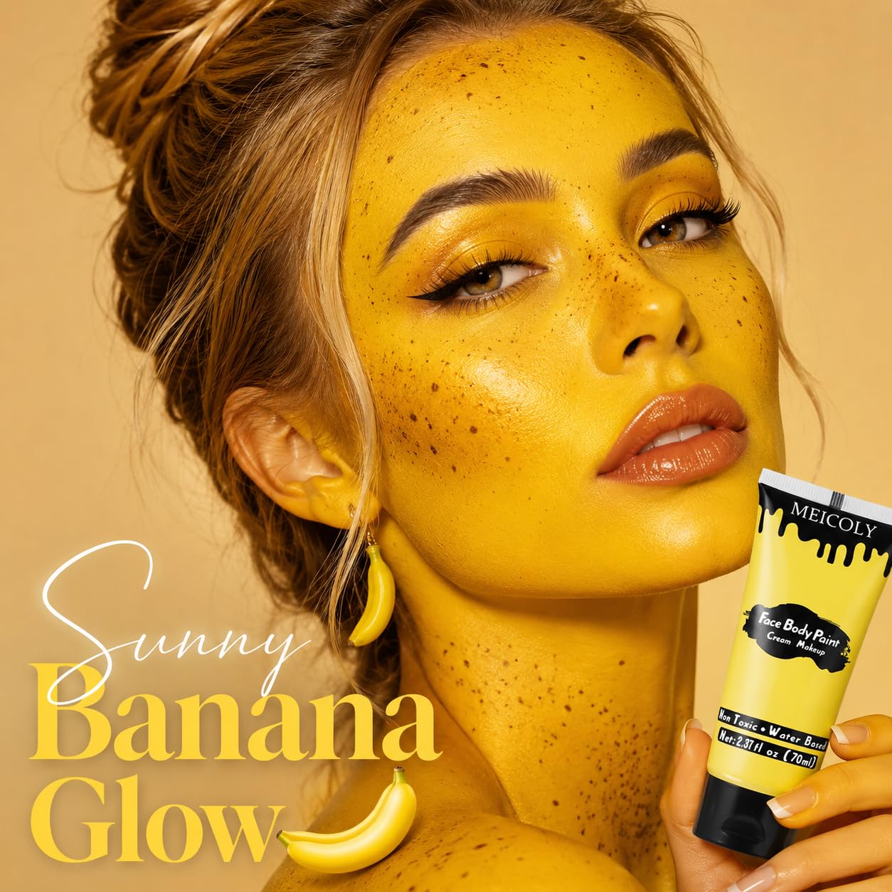 MEICOLY yellow paint texture close-up displaying creamy smooth coverage