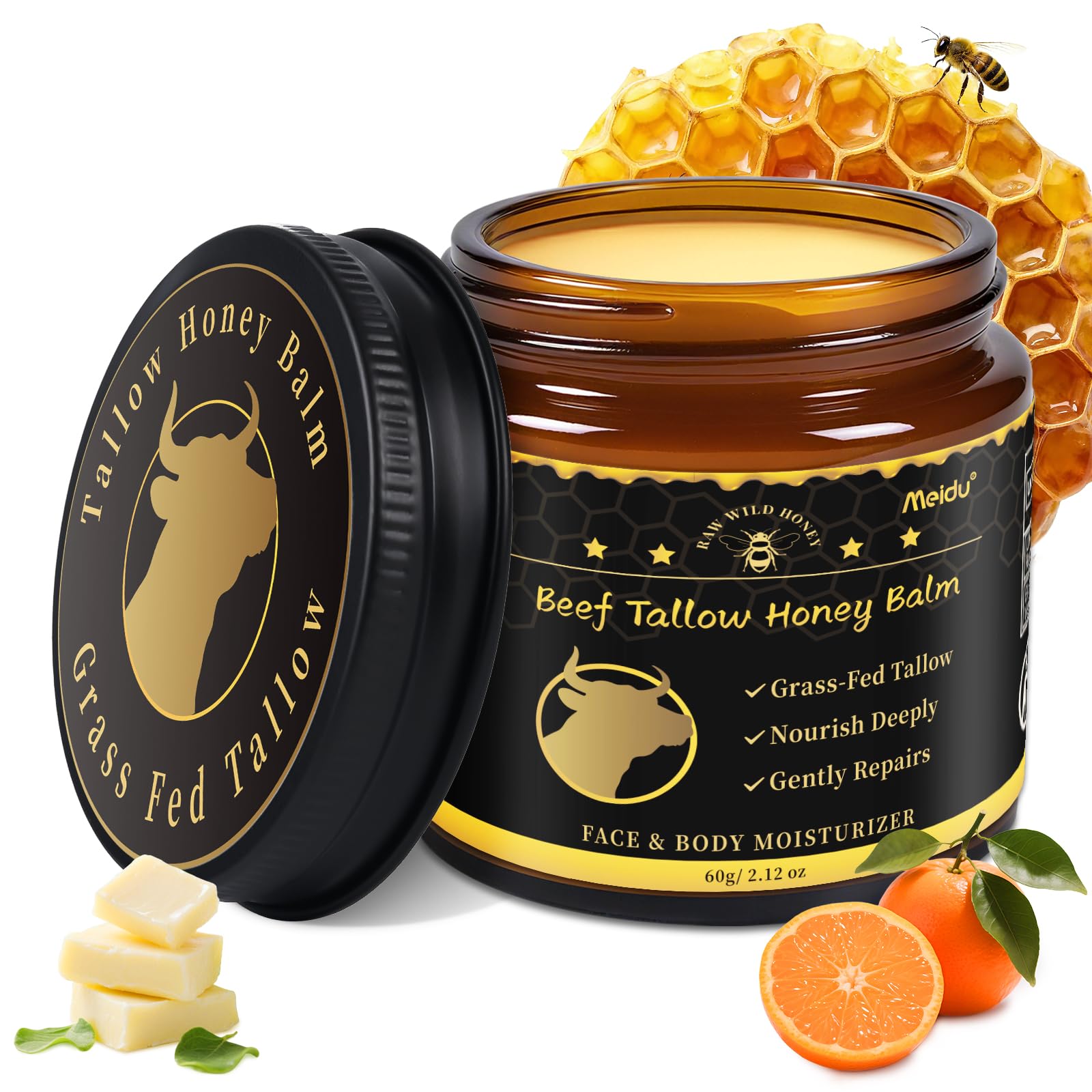 MEIDU jar front view showing label and clean ingredient promise