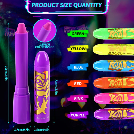 MeiduGaga six neon shades fanned out under UV light for vibrant color selection