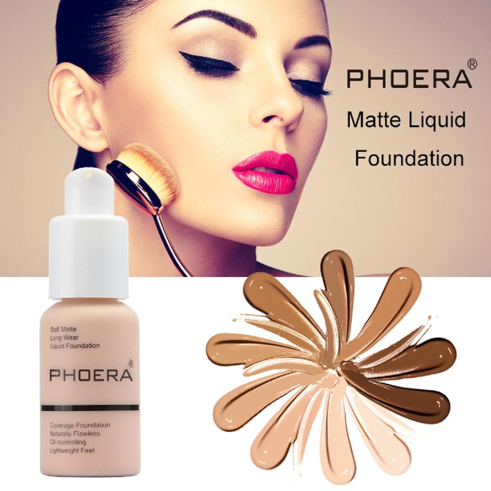Close-up of Meifen PHOERA bottle label highlighting waterproof and 24HR claims for reliable-wear benefit