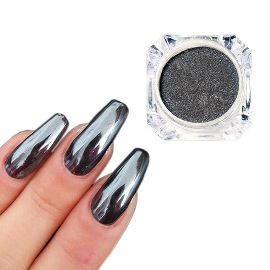 MEILINDS jar front view showing compact chrome powder and easy storage benefit