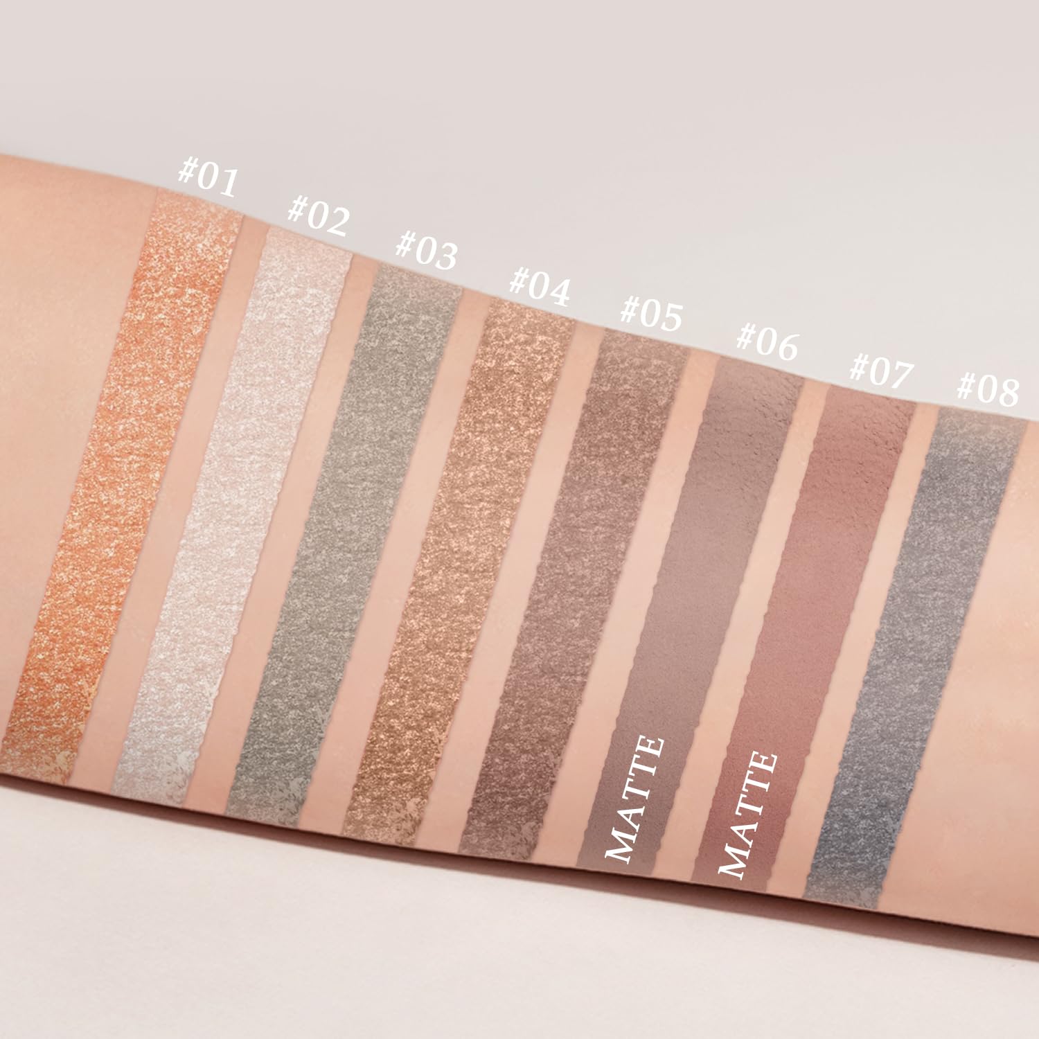 Meilury smoky amethyst swatch on skin showing rich color and shimmer finish