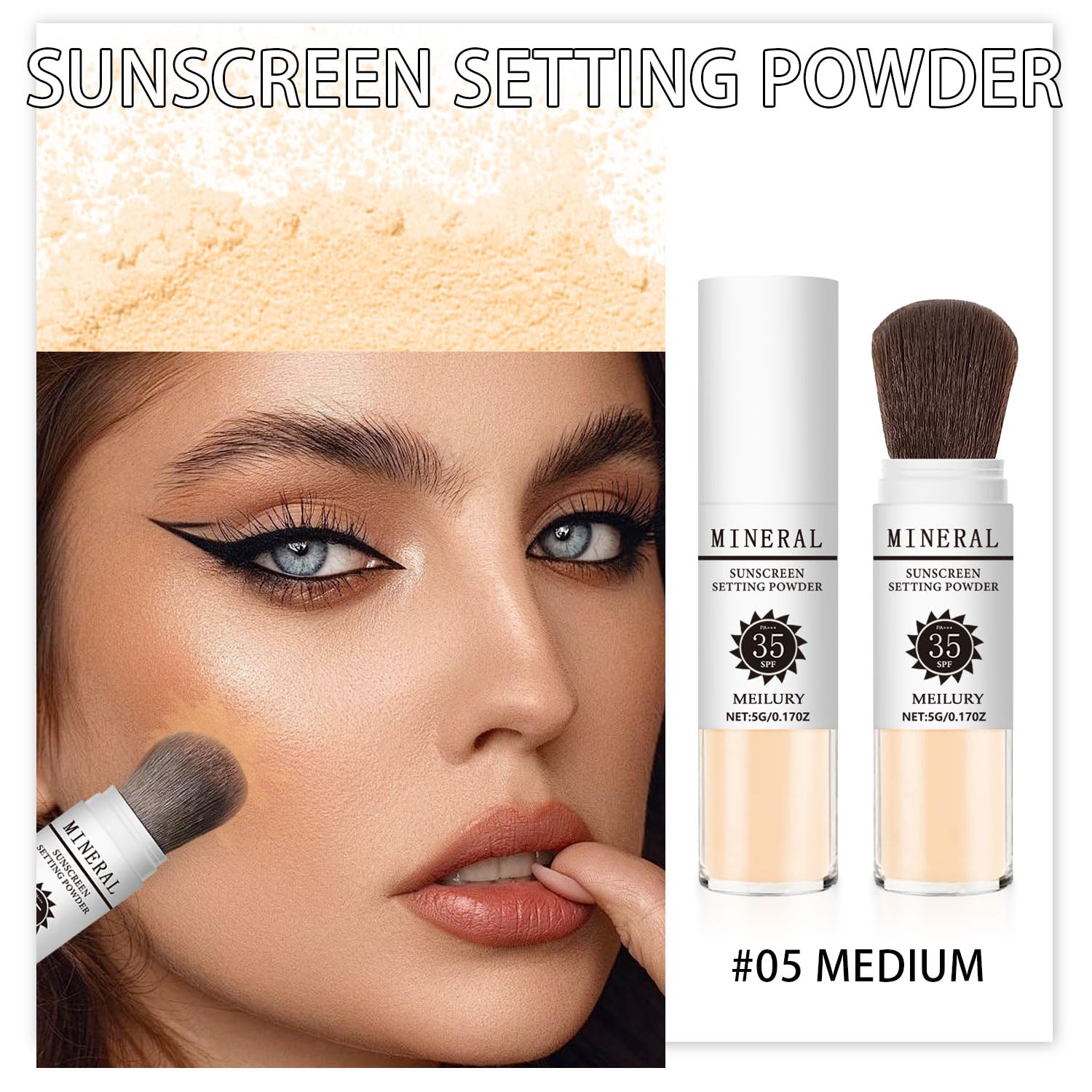 Meilury brush applicator closed cap protecting bristles and preventing mess