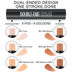 Meilury dual-ended stick demonstrating highlight and contour tips