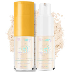 Meilury front packaging showing compact SPF 35 powder for scalp protection