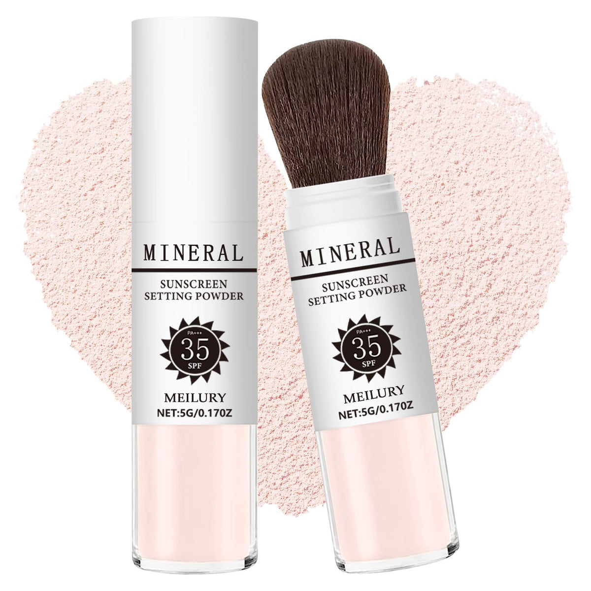 Meilury front packaging showing SPF 35 and brush, protecting skin