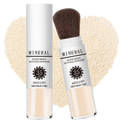 Meilury front packaging showing SPF 35 and brush, travel-friendly protection