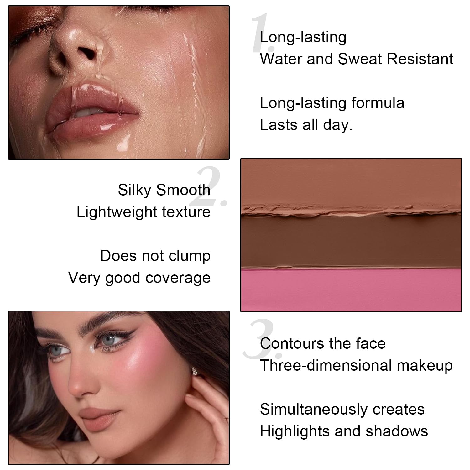Meilury in-use application on cheek illustrating sculpting benefit