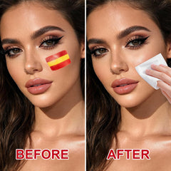 Meilury fan in stadium wearing Spain colors for spirited support