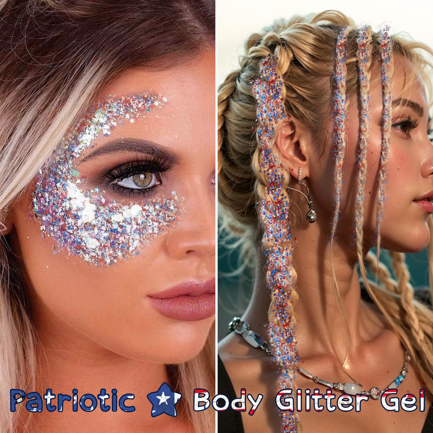 Meilury glitter stick next to a hand to show compact pocket-friendly size