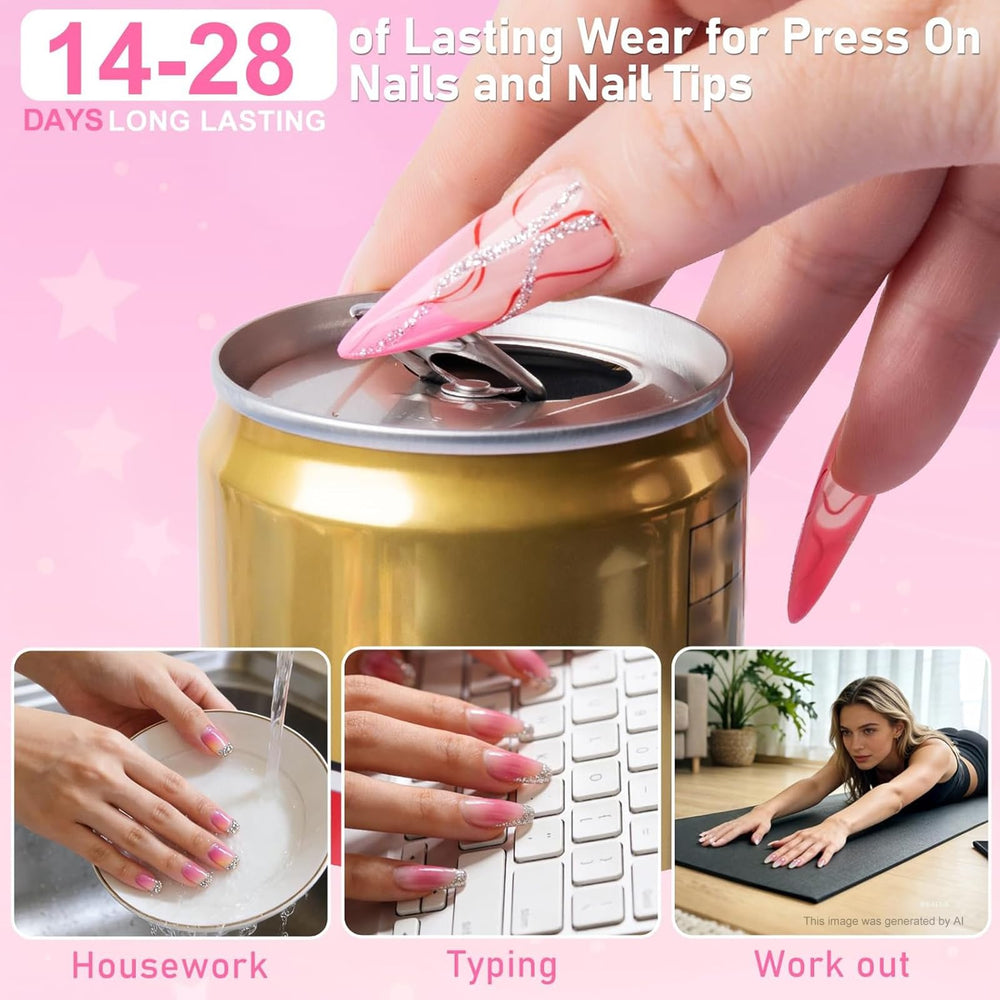 MEKK adhesive bonding an acrylic nail for durable professional finish