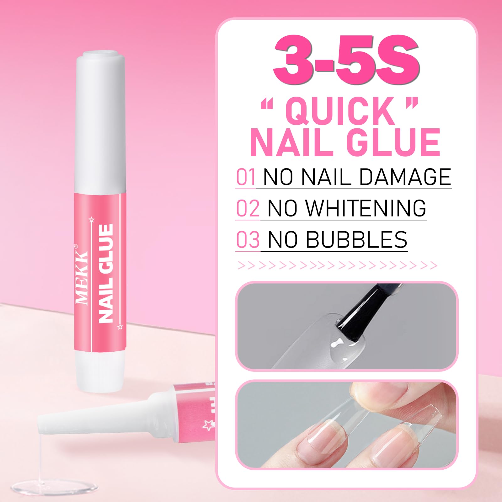 MEKK clear glue drop demonstrating transparent finish and quick set