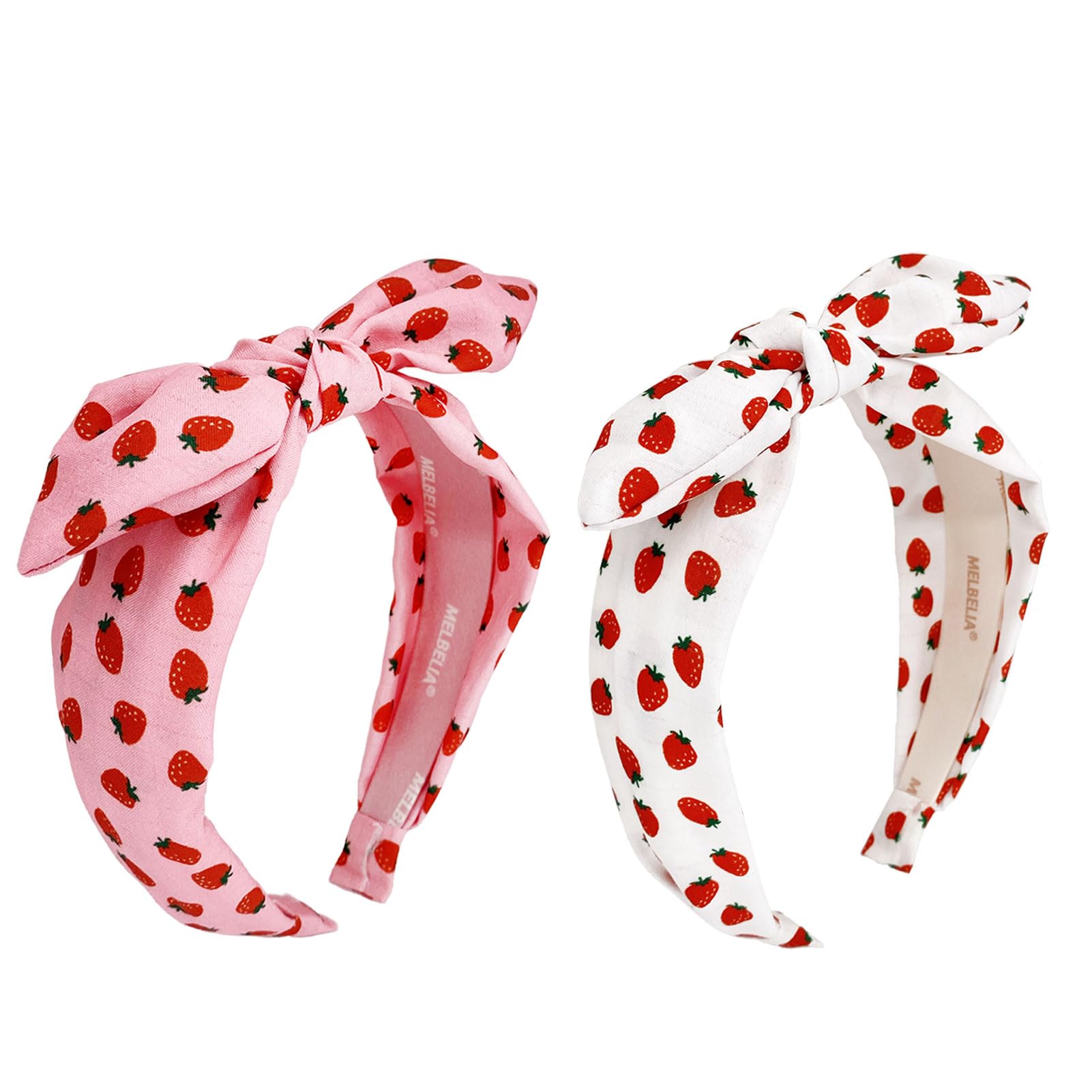 Melbelia front view of red and white headband set showing colors and packaging benefit