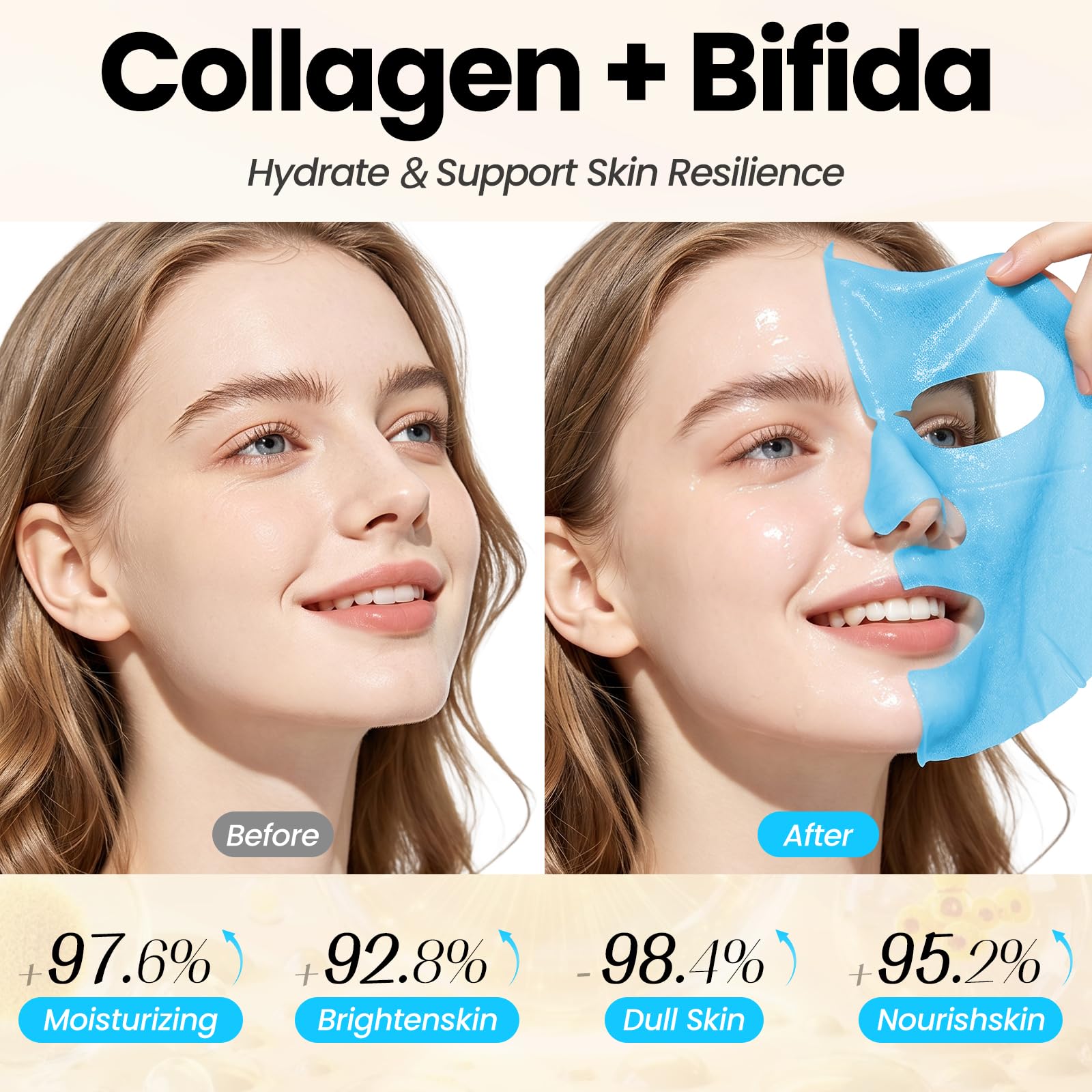 Meleell mask in use on woman relaxing to illustrate calming spa effect