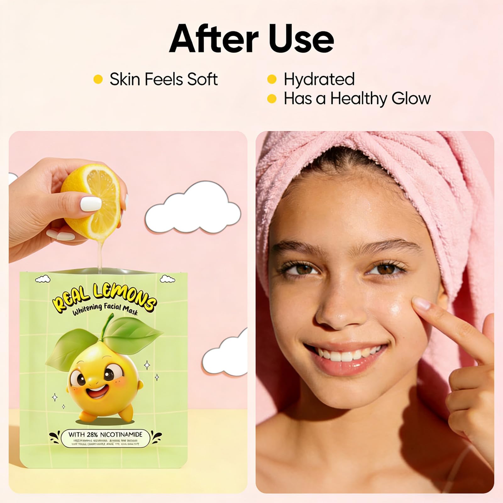 Meleell hand holding a sheet mask to illustrate compact travel size