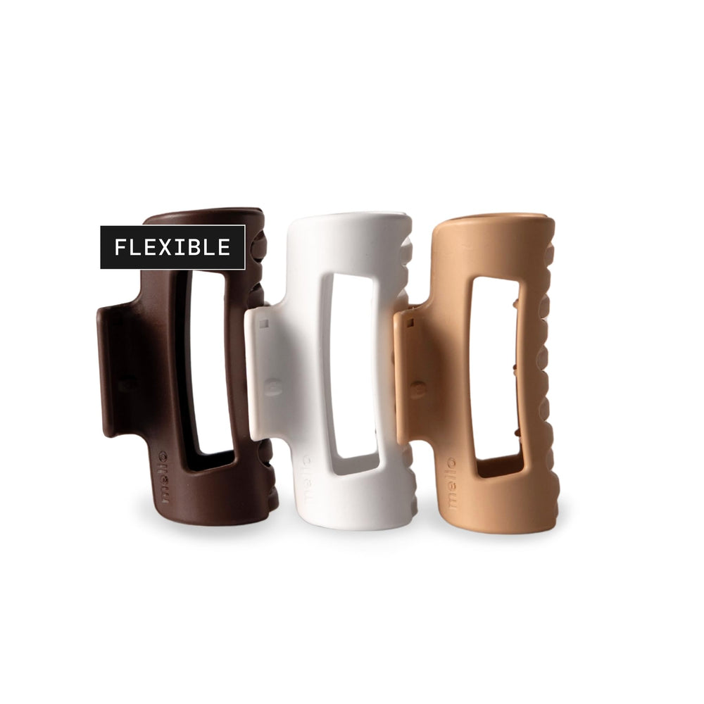 MELLO small hair clip front packaging showing neutral three-pack and durable design