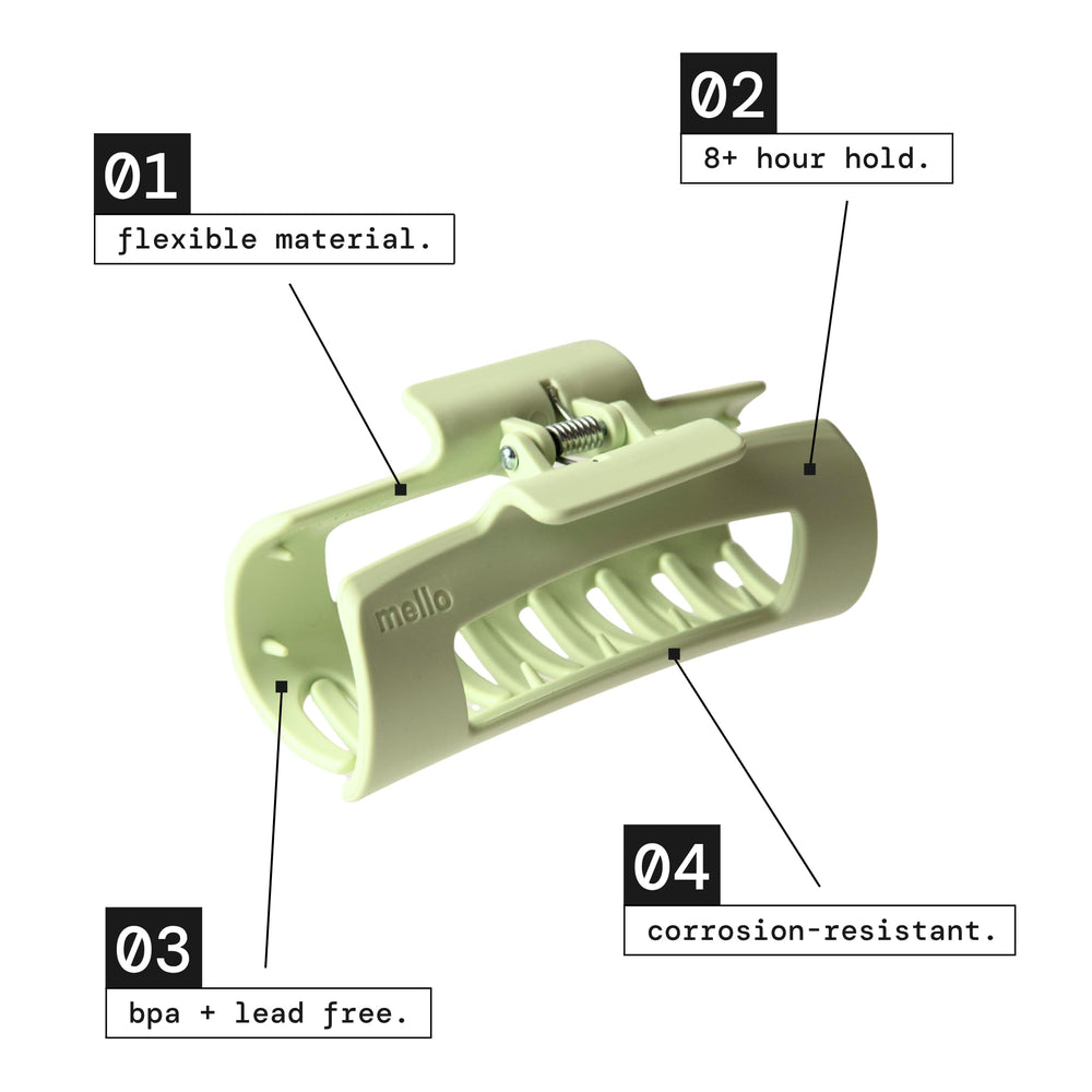 MELLO clip compressed against pillow showing flexible CloudFlex material comfort benefit