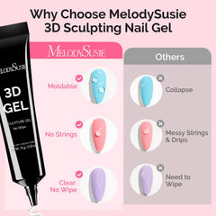 Gems secured on nail with MelodySusie 3D gel showing strong rhinestone adhesion