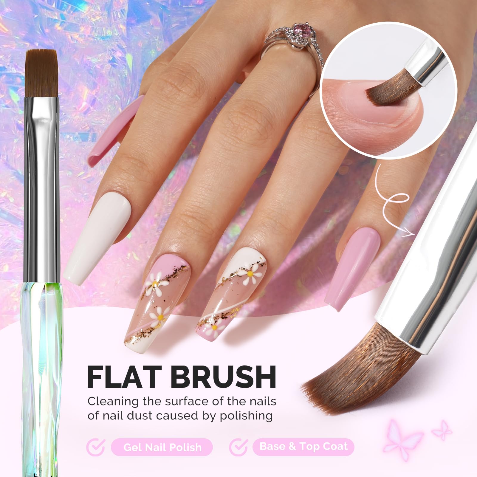 MelodySusie angled brush detail showing sharp tip for precise cuticle cleanup and French smile lines