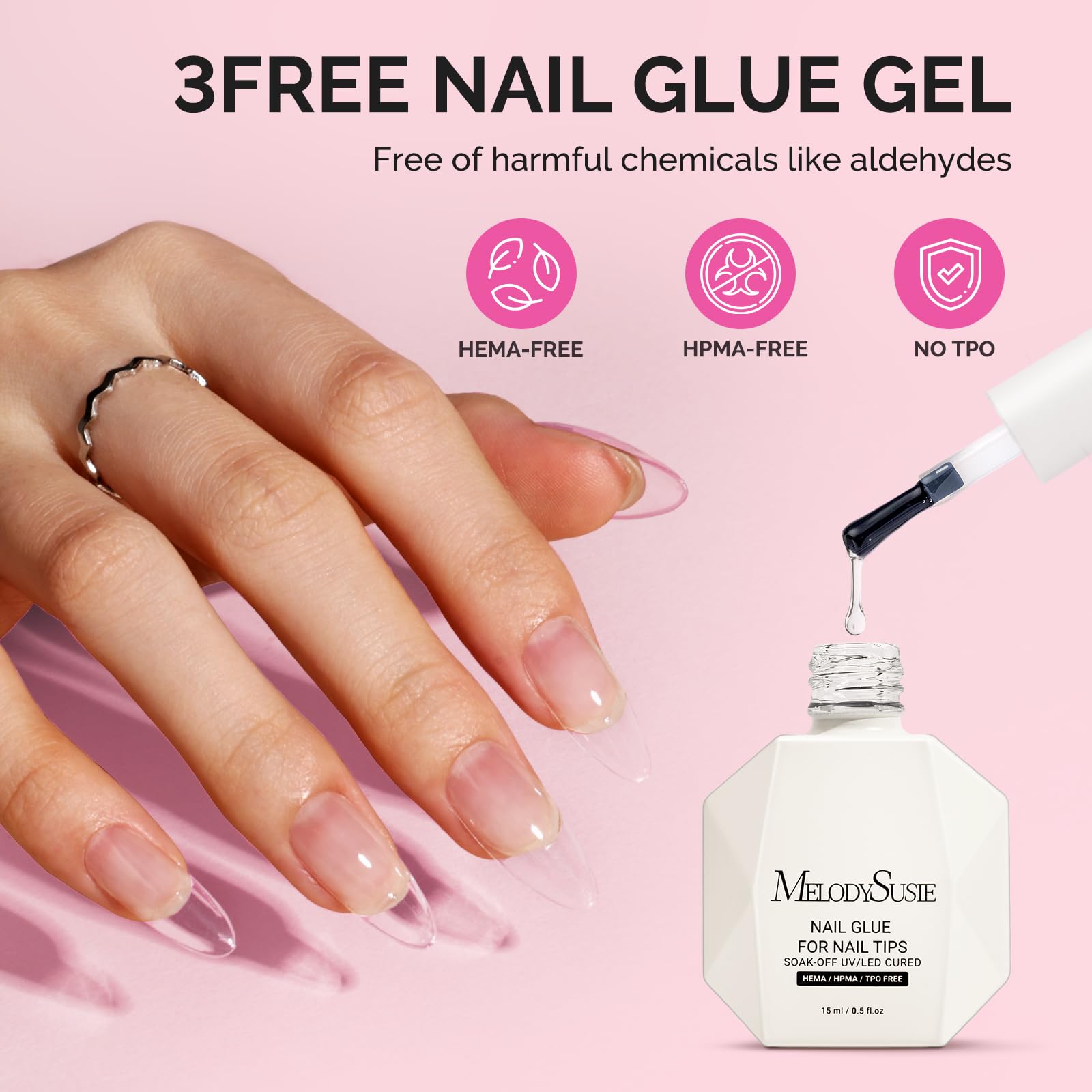 MelodySusie being applied to a false tip demonstrating strong tip bonding