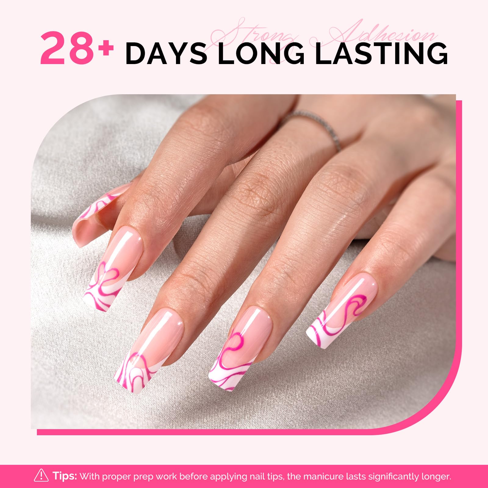 MelodySusie before and after press-on nails showing long-lasting hold