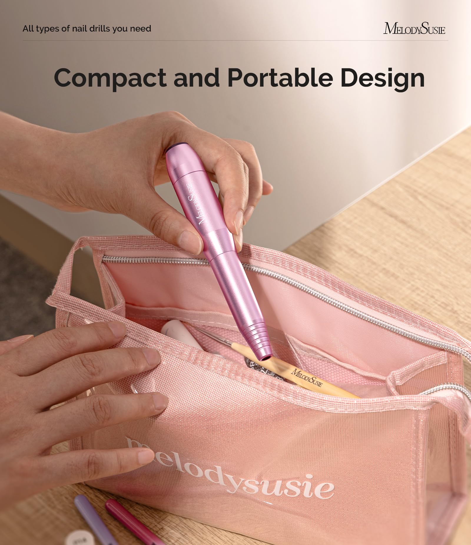 MelodySusie metal bits and sanding bands kit displayed for versatile nail tasks