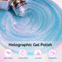 MelodySusie brush stroke of blue aurora polish illustrating smooth, streak-free coverage