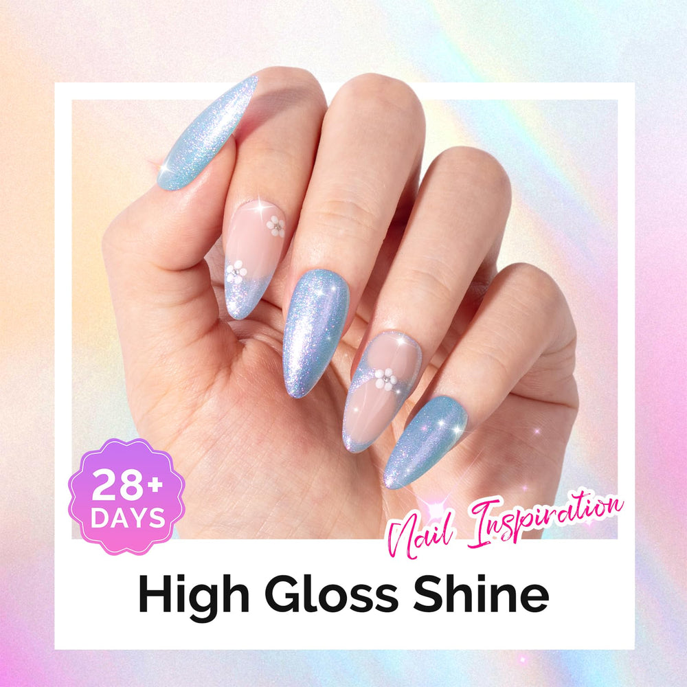 MelodySusie polished nails in use demonstrating durable shine and color shift