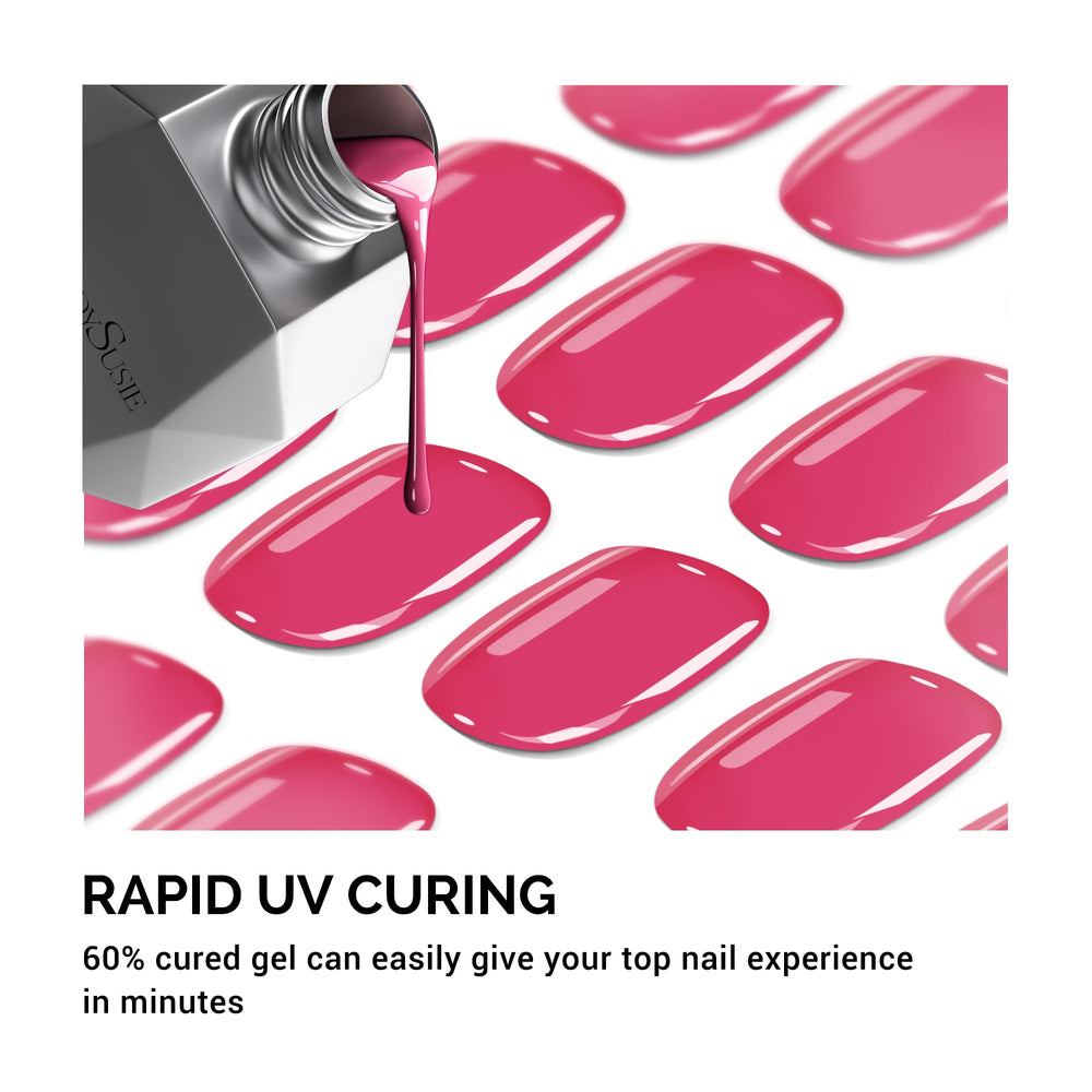 Close-up of MelodySusie bright pink gel toe strip texture highlighting glossy salon-quality finish