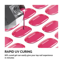 Close-up of MelodySusie bright pink gel toe strip texture highlighting glossy salon-quality finish