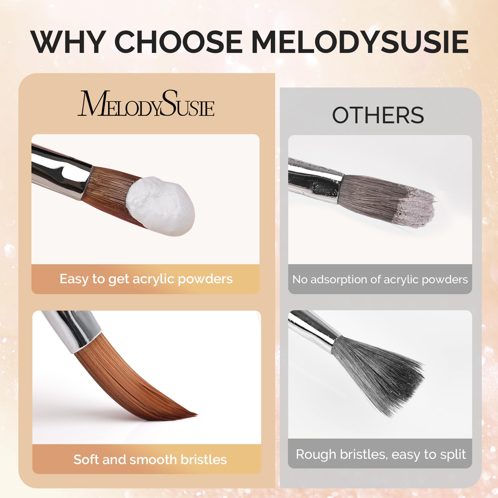 MelodySusie close-up of nylon bristles highlighting precise powder pickup