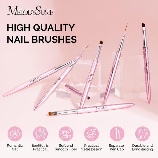 MelodySusie close-up of brush heads highlighting precise tips for detailed nail art