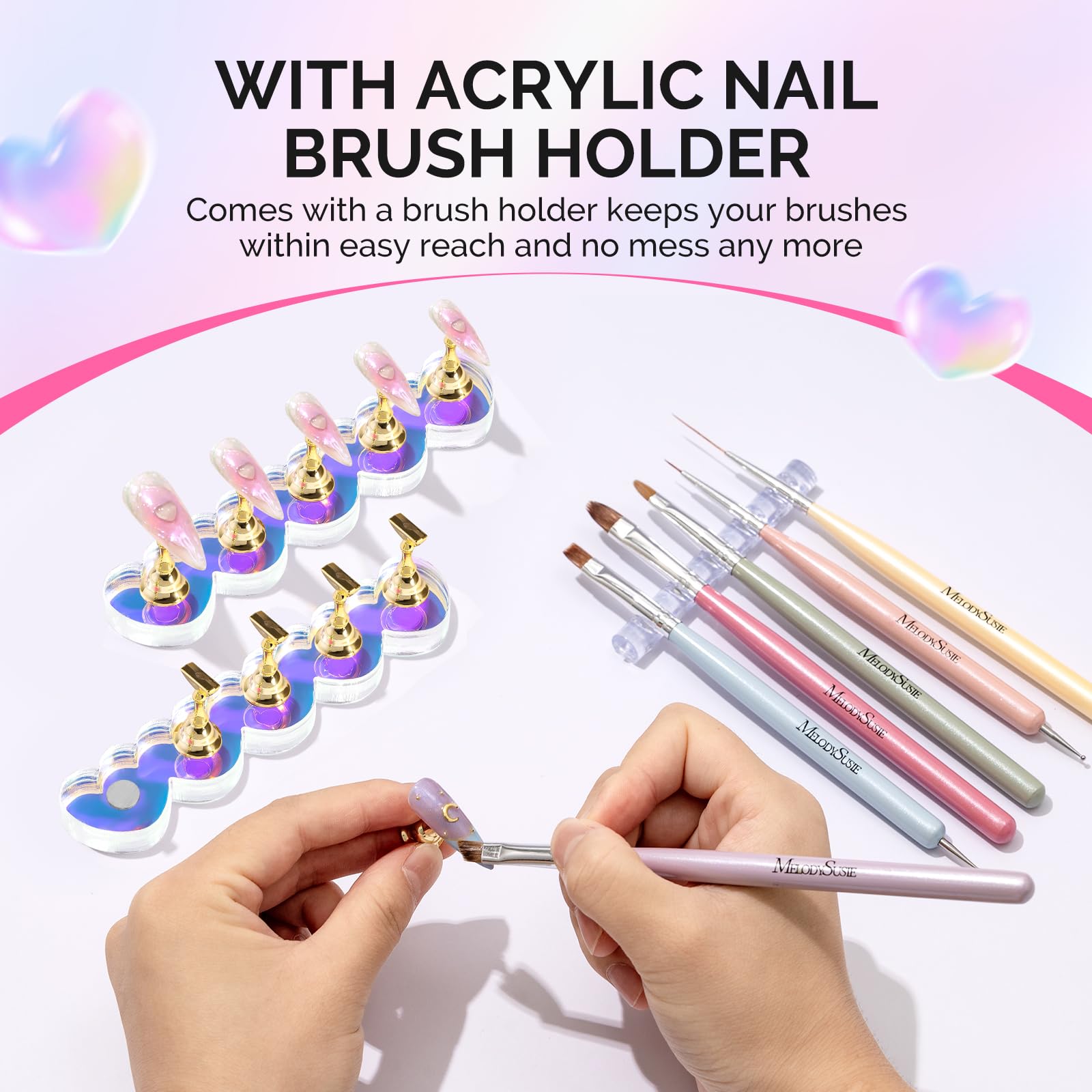 MelodySusie brush holder in use showing organized tools benefit