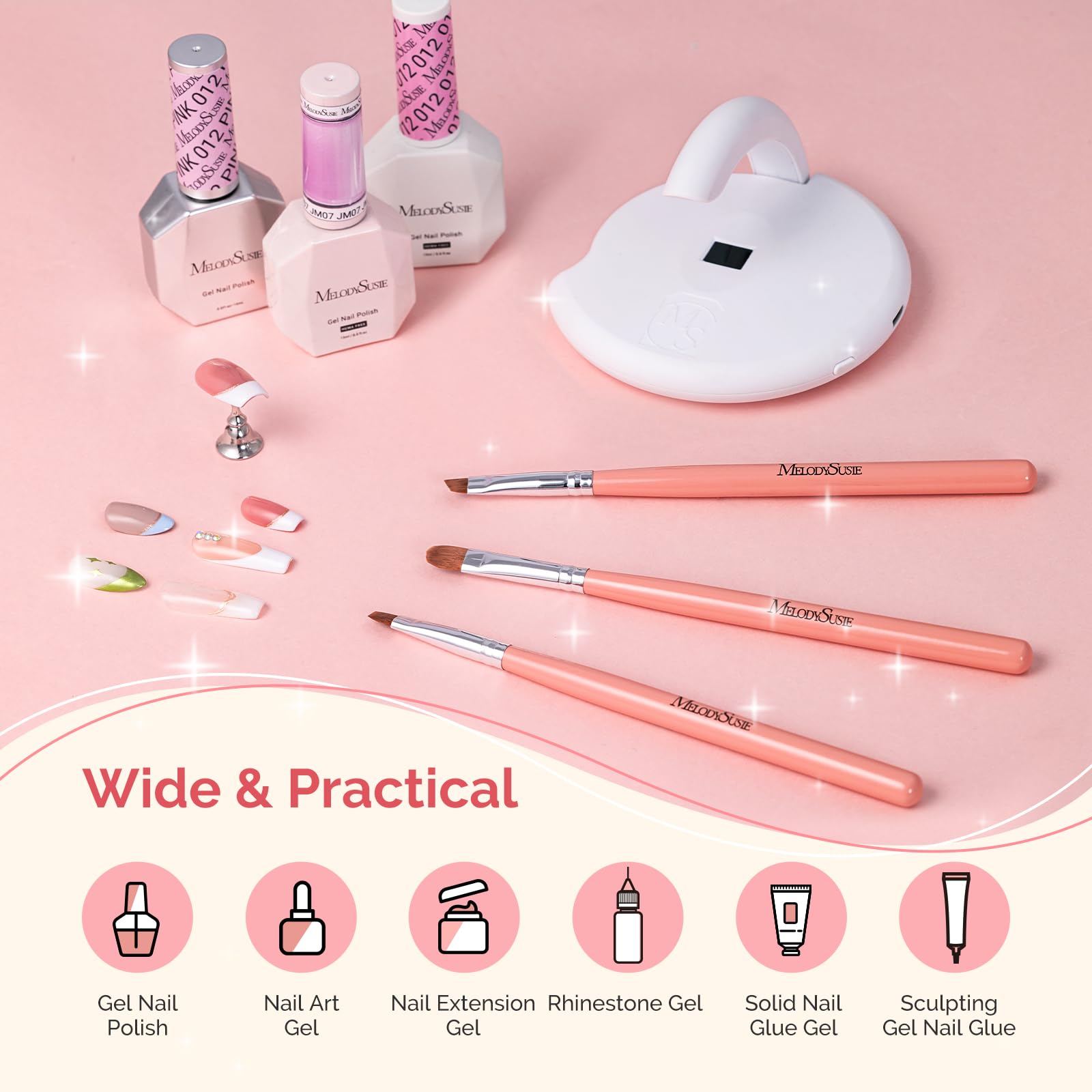 MelodySusie brushes in travel pouch for portable nail touch-ups