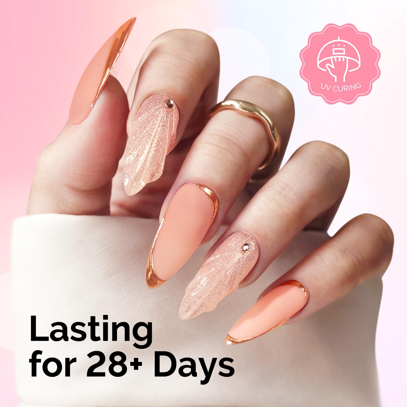 MelodySusie detailed chrome powder nail art preserved by matte top coat