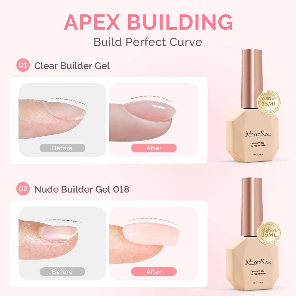 MelodySusie clear and nude bottles side by side showing shade options
