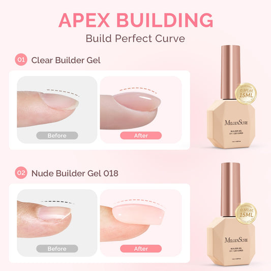 MelodySusie clear and nude bottles side by side showing shade options